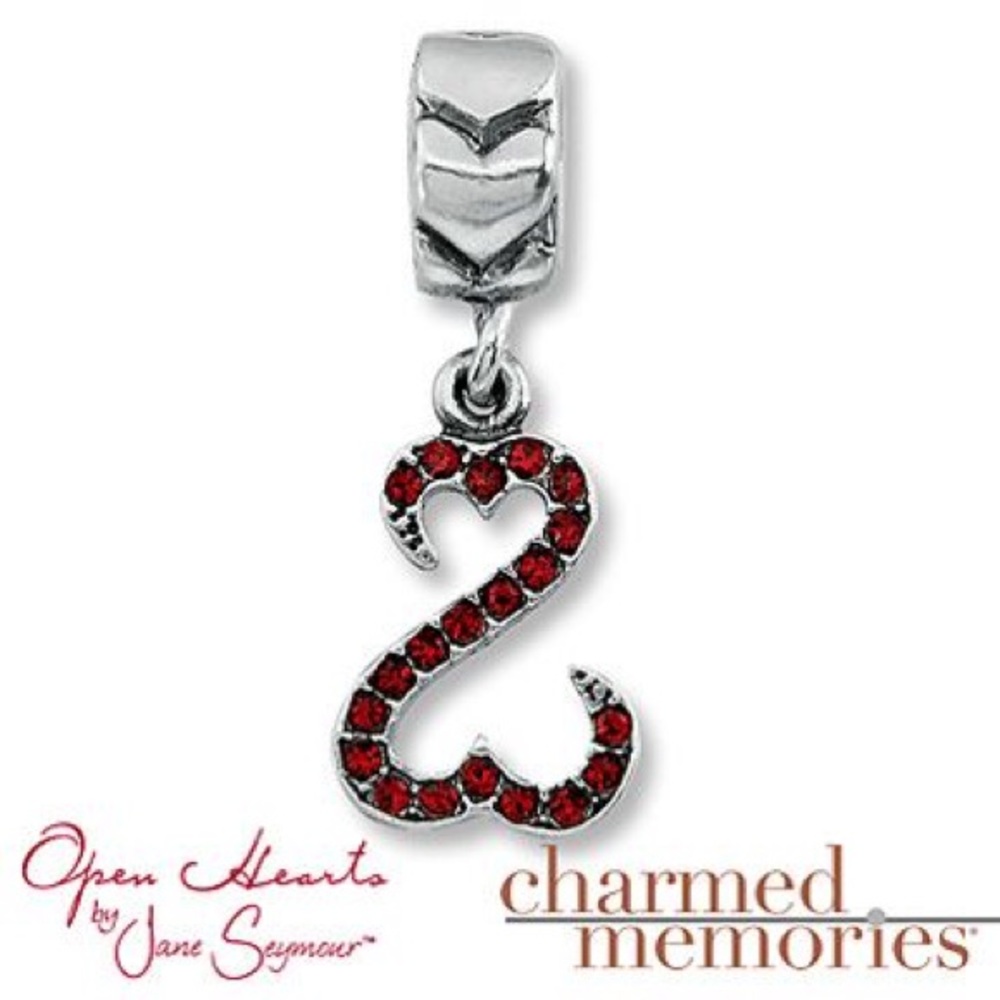 Swarovski Crystal open hearts charm